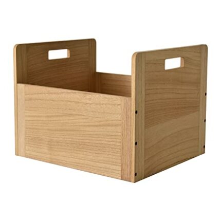 KIRIGEN Wooden Vinyl Record Storage Box Wooden Storage Crate Box for LP Records Hold Up to 80 Records Natural