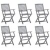 vidaXL 6x Solid Acacia Wood Folding Outdoor Chairs Garden Seating Furniture Foldable Wooden Patio Side Seat Kitchen Dining Room Dinner Chair