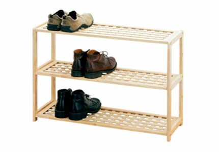 Premier Housewares 3-Tier Rubberwood Shoe Rack, 55 x 79 x 27 cm