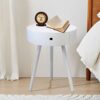 ASPECT Anika Round Bedside/End/Lamp Table With One Drawer,White