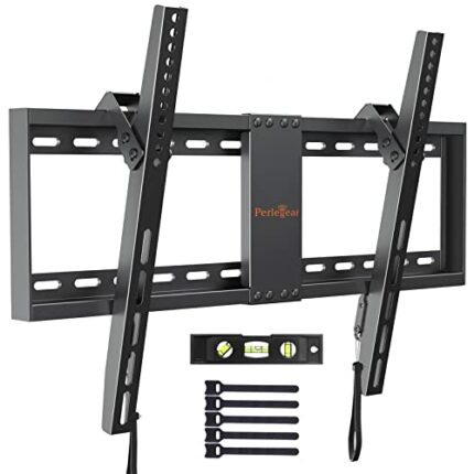 Perlegear TV Wall Bracket for Most 37-82 inch Flat and Curved TVs up to 60kg, Tilt TV Wall Mount with Max. VESA 600x400mm, TV Bracket for LED, LC