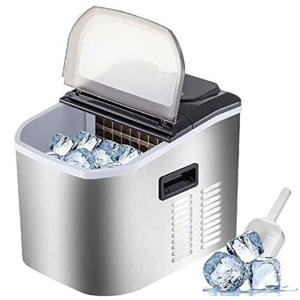 Electric ice Maker and Compact Potable ice Maker Ice Maker Machine Countertop, 9 Cubes Ready in 8 Mins, 18KG in 24 Hours, with Ice Scoop and Bask