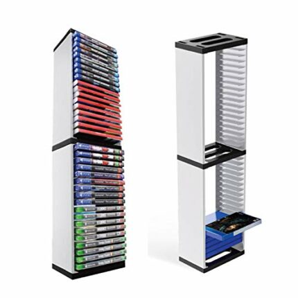 shuaiyin Game Disc Tower Vertical Stand DVD Disc Storage Organizer Holder, Up to 36 Game Disc Storage Holder Disc Rack for PS5| White |