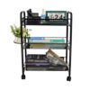 DLOETT Kitchen Bathroom Bathroom Shelving Trolley With Wheel Three-layer Storage Rack With Hook Trolley (Color : Argento, Size : Light Grey)