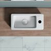 Durovin Bathrooms Small Cloakroom Basin - Wall Mounted Basin - Rectangular Countertop Basin - One Right Hand Tap Hole- 370 x 180 x 90mm (WxDxH)