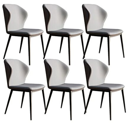 Kitchen Dining Room Furniture Chairs Dining Chairs Set Of 6 Modern PU Leather Living Room Kitchen Chairs Water Proof Leather Side Chairs with Car