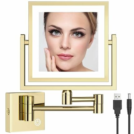 RECKODOR Rechargable Lighted Makeup Mirror Wall Mounted