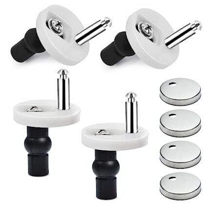 LYLIDIA 4 Pack Toilet Seat Fittings Fixings Quick Release Toilet Seat Top Fixings Soft Close Toilet Seat Hinges Replacement Kit with Rubber Screw
