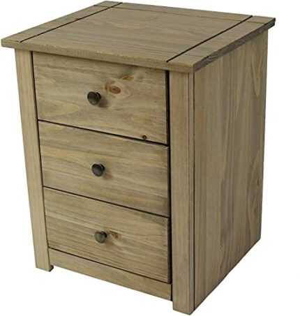 Vida Designs Panama Bedside Chest 3 Drawer, Natural Oak