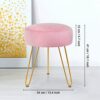 TOUCH-RICH Velvet Footrest Stool Ottoman Round/Square Modern Upholstered Vanity Footstool Side Table Seat Dressing Chair with Golden Metal Leg(Pi