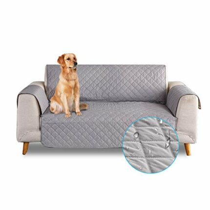 PETCUTE Sofa cover waterproof sofa slipcovers Anti Slip armchair covers Quilted Couch Slipcover Sofa Protector for dog pets Gray 3 Seater