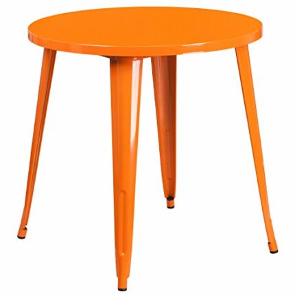 Flash Furniture Commercial Grade 30" Round Metal Indoor-Outdoor Table, Orange