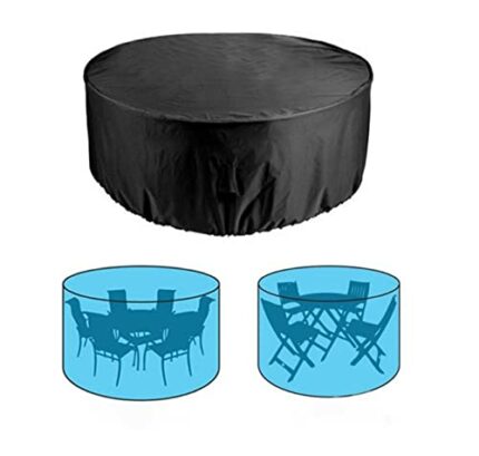 AMSAMOTION Garden Table Cover, Waterproof, Windproof, Anti-UV, Heavy Duty Rip Proof 210D Oxford Fabric Patio Set Cover, Garden Furniture Cover, R