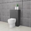 VeeBath Cyrenne High Gloss Anthracite Grey Floor Standing WC Back to Wall BTW Toilet Cabinet with Open Access Cistern Unit - 500mm