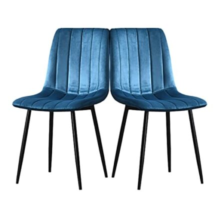 WANGFENG 2PCS Dining Chair, Fleece kitchen chair Upholstered Accent Chairs with Sturdy Metal Legs for Home Office Furniture