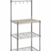 Amazon Basics Kitchen Storage Baker's Rack with Wood Table, Chrome/Wood, 61 cm Wide