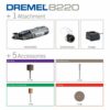 Dremel 8220 Cordless Rotary Tool 12 V, Multi Tool Kit with 1 Attachment, 5 Accessories, Lithium-Ion 2.0 Ah Battery, LED Light, Speed 5000-35000 r