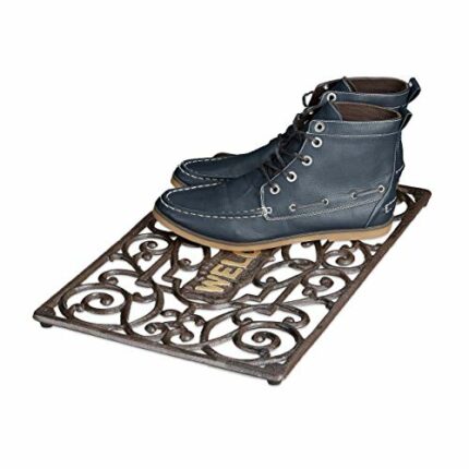 Relaxdays Rustic Door Mat Rectangle, 2 x 52 x 32.5 cm, Cast Iron Doormat in Art Nouveau Style Floor Mat Robust Powder-Coated Metal Welcome Mat, A