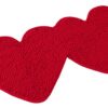 AnyDesign Valentine's Day Doormat Double Heart Design Decorative Entrance Mat Red Chenille Welcome Mat Non Slip Washable Floor Mats for Indoor Ou