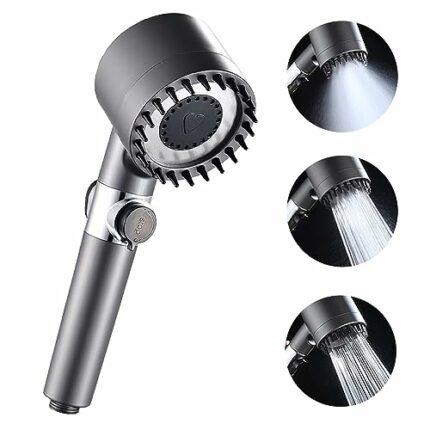 Lotvic Shower Head Powerful Flow with Filter, High Pressure Shower Heads with 3 Spray Modes and Water Stop Button, Handheld Water Saving Shower H