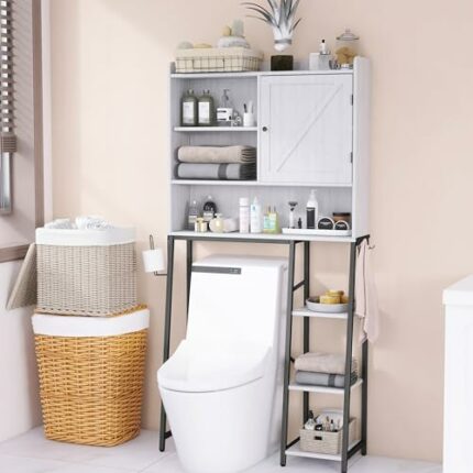 UROSULO Over The Toilet Storage Cabinet, Over The Toilet Storage Shelf with Toilet Paper Holder, Bathroom Organizer Over Toilet Storage, Space-Sa