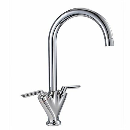 Kitchen Taps, Hapilife Swan Dual Lever Kitchen Mixer Tap Vintage Style Kitchen Sink Tap Mixer Twin Lever Swivel Spout Tap for Kitchen Sink 1 Hole
