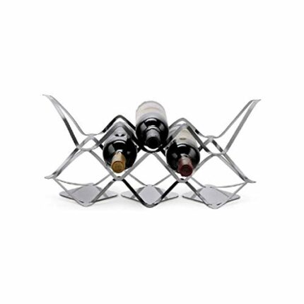 KXDCZ Iron Wine Rack- 8 Bottles Metal Wine Rack, Countertop Free-stand Wine Storage Holder, Space Saver Protector for Red ，White Wines ，Silver