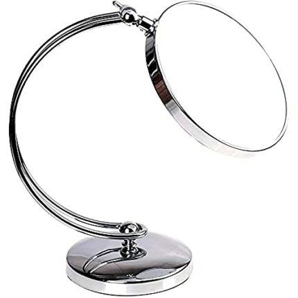 HIMRY 5x Magnification Pedestal Mirror, 8 inch c Shaped Design Makeup Mirror 360 °. Mirror Shaving Bathroom Mirror Double-Sided: Normal + 5x Magn
