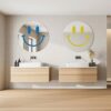 Visgo Preppy Room Decor Smiley Face Mirror - 11.8 Inches Aesthetic Wall-Mounted Mirror for Teen Girls Bedroom, Wall Decor, and Dressing Table | E