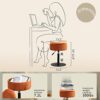 LUE BONA 360°Swivel Vanity Stool Chair for Makeup Room, Height Adjustable Stool for Vanity with Storage, Small Pumpkin Brown Velvet Vanity Stool