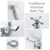 Victorian Bath Taps with Shower,Luckyhome Traditional 1/4 Turn Dual Lever Bathroom Tub Tap Mixer,Chrome