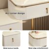 Dressing Table Set with LED Lights Mirror and 4 Drawers, Wooden Makeup Vanity Desk Stool, Modern Makeup Vanity Dressing Table with Cushioned Stoo