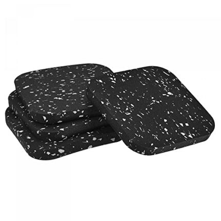 uxcell Treadmill Mat-3.9"x3.9" Exercise Equipment Mat for Floor Protection Sound Reduction, Black White 4Pcs