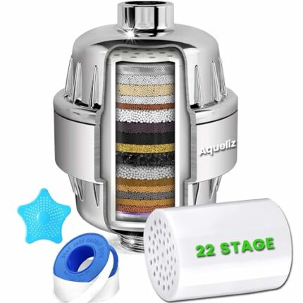 22 Stage Shower Filter with Vitamin C for Hard Water - Water Softener Shower Head Filter with Replaceable Multi-Stage Filter Cartridge to Remove