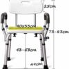 Bath Stools,Shower Stool Bathroom Chair with Armrests Bathroom with Armrests Aluminum Lightweight Adjustable Non-Slip Pregnant Pillow White Stock