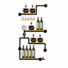Wine rack Loft Vintage Industrial Wind Rack Wrought Iron Wood Hose Rack Wall-mounted Wine Rack Cup Holder Glassware Rack Wine Cooler 75 * 20 * 14
