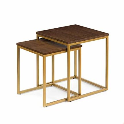 ASPECT Regis Set of 2 Nesting Side Table (Walnut/Gold, 40x40x45(H) cm)