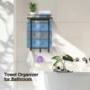 Towel Racks for Bathroom Wall Mounted, Cinati Metal Bath Towel Holder with Wood Shelf and 3 Hooks, Towel Storage for Small Bathroom Decor or RV,