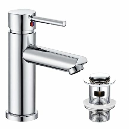 Hapilife Bathroom Sink Washroom Basin Single Lever Chrome Brass Mixer Tap With Pop Up Waste