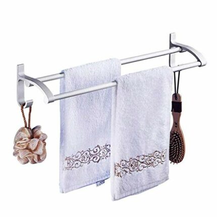 N/A Wall-Mounted Space Aluminum Double Bar Towel Rack, Metal Towel Bar, Wall-Mounted Towel Holder Towel Shelf，for Bathroom Kitchen
