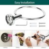 Towel Ring Stainless Steel Towel Holder Bathroom Round Hand Towel Ring Wall Mounted Hanging Towel Hanger with Fixing Accessories (Silver)