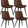 dining chair Kitchen Dining Room Furniture Chairs Set Of 4 Dining Chairs With Metal Feet And Backrests PU Leather Seats Suitable For Kitchen Dini
