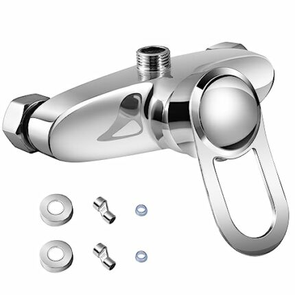 Bath Shower Mixer Tap, Thermostatic Wall Mounted Shower Faucet Manual Shower Mixer Valve Monobloc Single Lever Control Switch for Exposed Install