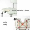 Bath Stools,Shower Stool Bath Seat Bath Chair with Non-Slip Backrest Lightweight Aluminum Adjustable Height Older People with Disabilities Carry