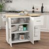 DINGZZ Kitchen Island Cart On Wheels,Rolling Kitchen Cart With Solid Wood Countertop And Spice Rack, Rolling Kitchen