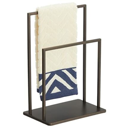 mDesign Modern Decorative Metal Fingertip Towel Holder Stand for Bathroom Vanity Countertops to Display and Store Small Guest Towels or Washcloth