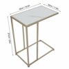 C Shaped Side Table, Sofa End Table with Gold Metal Frame Coffee Snack Table Laptop Holder Table Bedside Table Modern Open Type Under Bed Table C