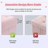 BRIAN & DANY Folding Storage Ottoman with Wood Legs, Velvet Footstools Cube for Living Room and Bedroom, 40x 40x 40 cm, Pink