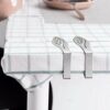 WedDecor Table Cloth Clips Pack of 12Pcs Stainless Steel Tablecloth Clamps, Adjustable Table Cover Holder Pegs for Home, BBQ, Picnic, Indoor and