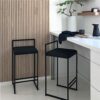 RTYHN Set of 2 Bar Stools, Velvet Bar Stools Kitchen Counter Chairs Upholstered 65 cm with Backrests, Footrest for bar living room balcony Pub Ch